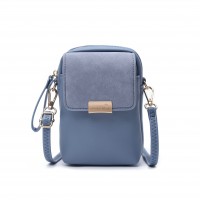 Lorenz Nubuck Grain PU Top Zip X-Body Accessory Bag with Front Pocket